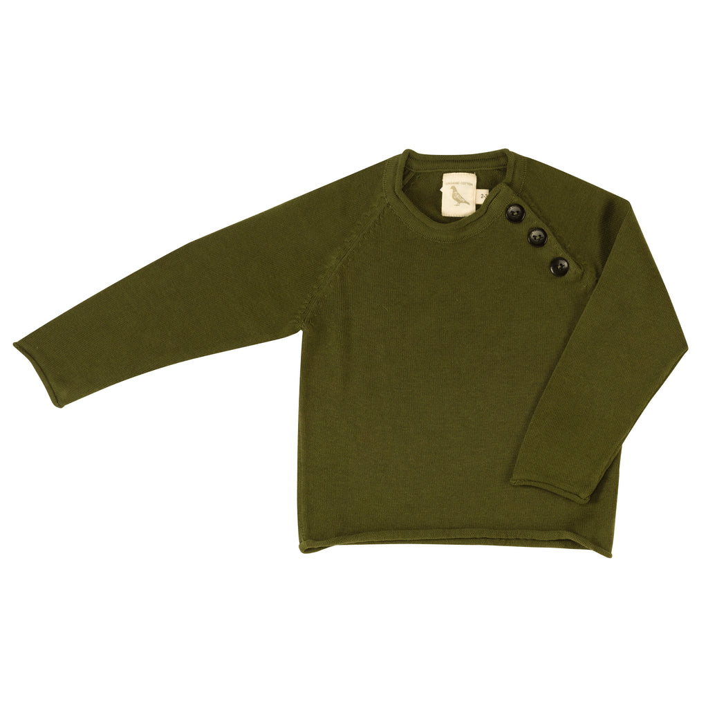 Fine-knit jumper - Olive, 6-7y