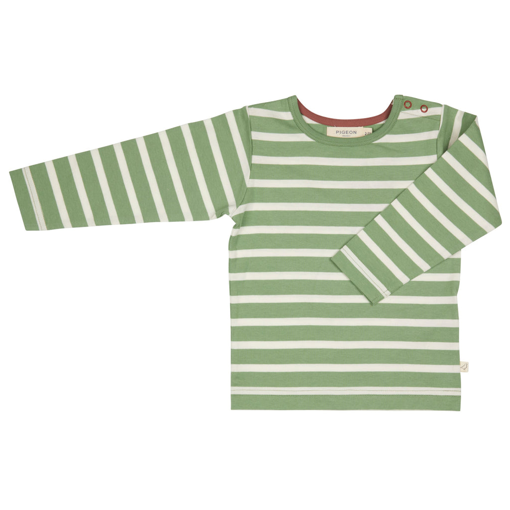 Long Sleeve T-Shirt (Breton Stripe) - Green