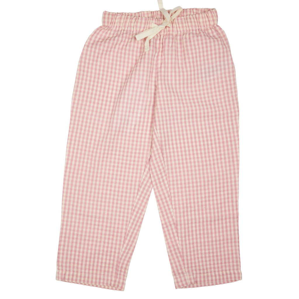 Loose Summer Pants (Seersucker Check) - Pink