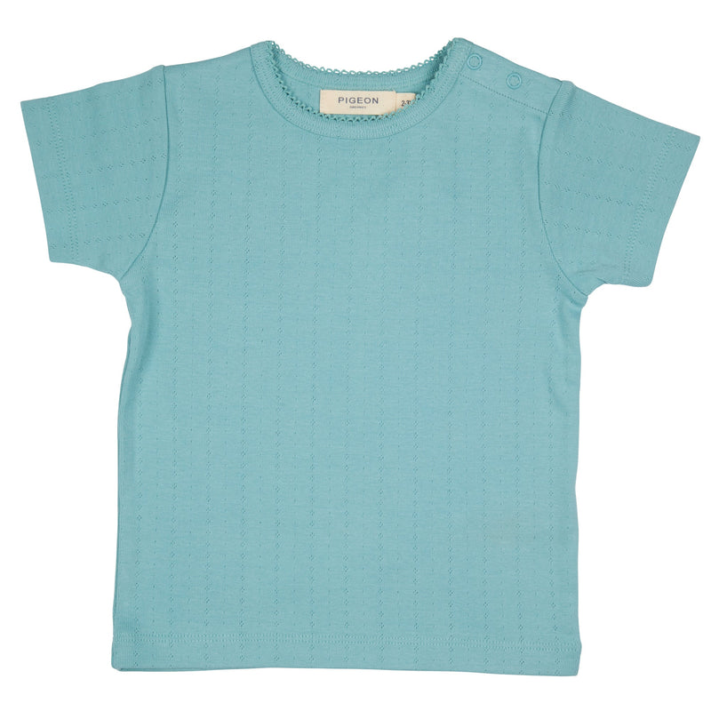 Pointelle T-Shirt - Turquoise