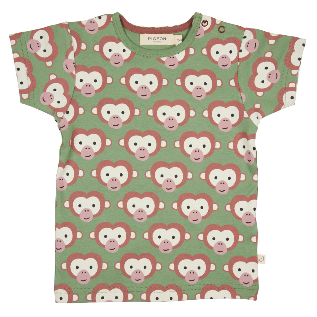 Short Sleeve T-Shirt - Monkey On Green