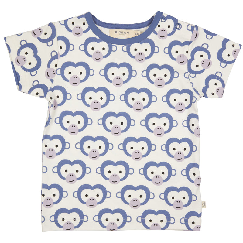 Short Sleeve T-Shirt - Monkey On White