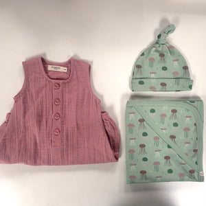 3-piece sample set - pink/green, 3-6m