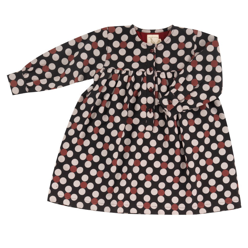 Yoke dress - Dotty black, 6-7y