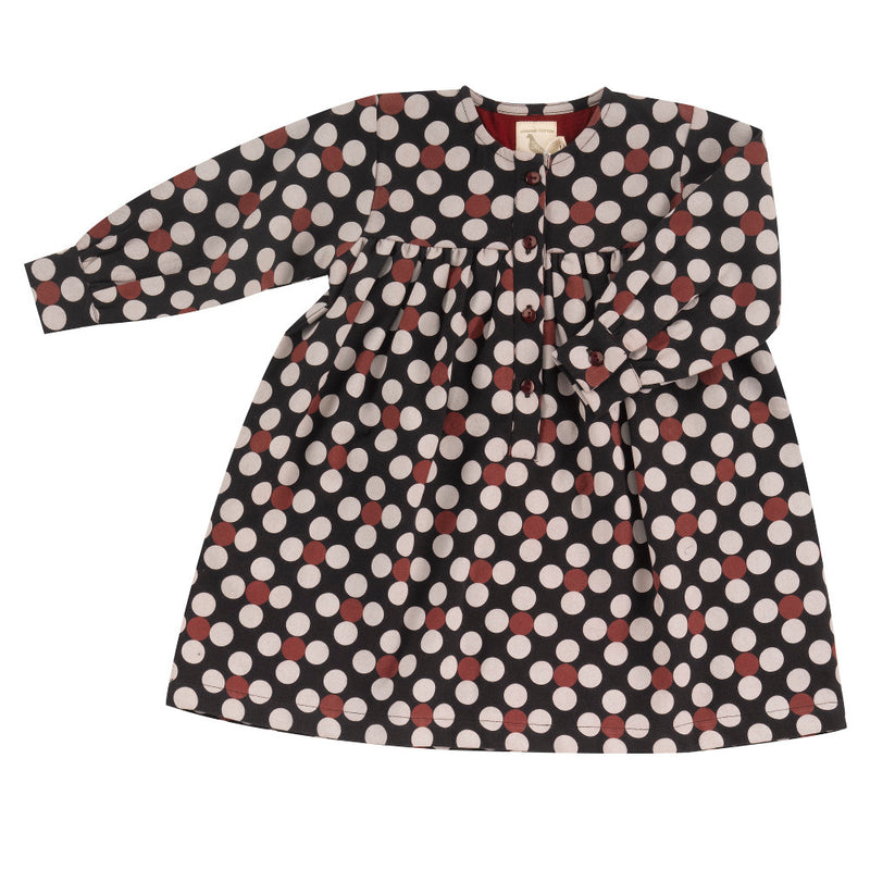 Yoke dress - Dotty black, 7-8y