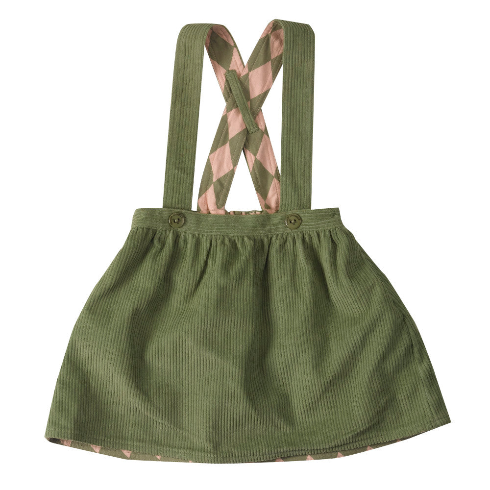 Skirt with braces (reversible) - Green, 6-7y
