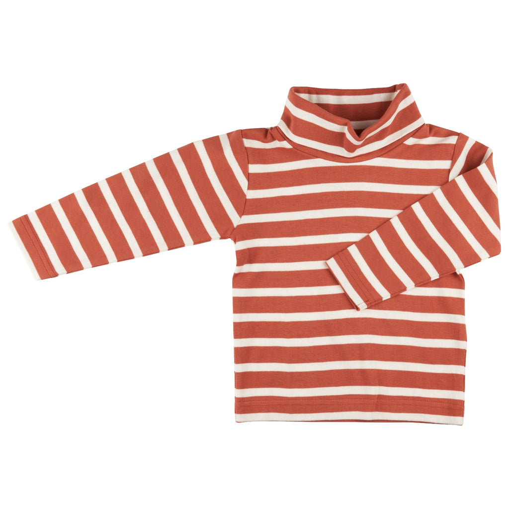 Polo Neck Top (Breton Stripe) - Orange