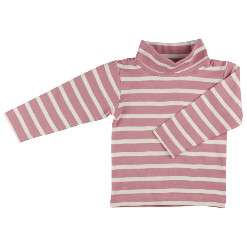 Polo Neck Top (Breton Stripe) - Pink