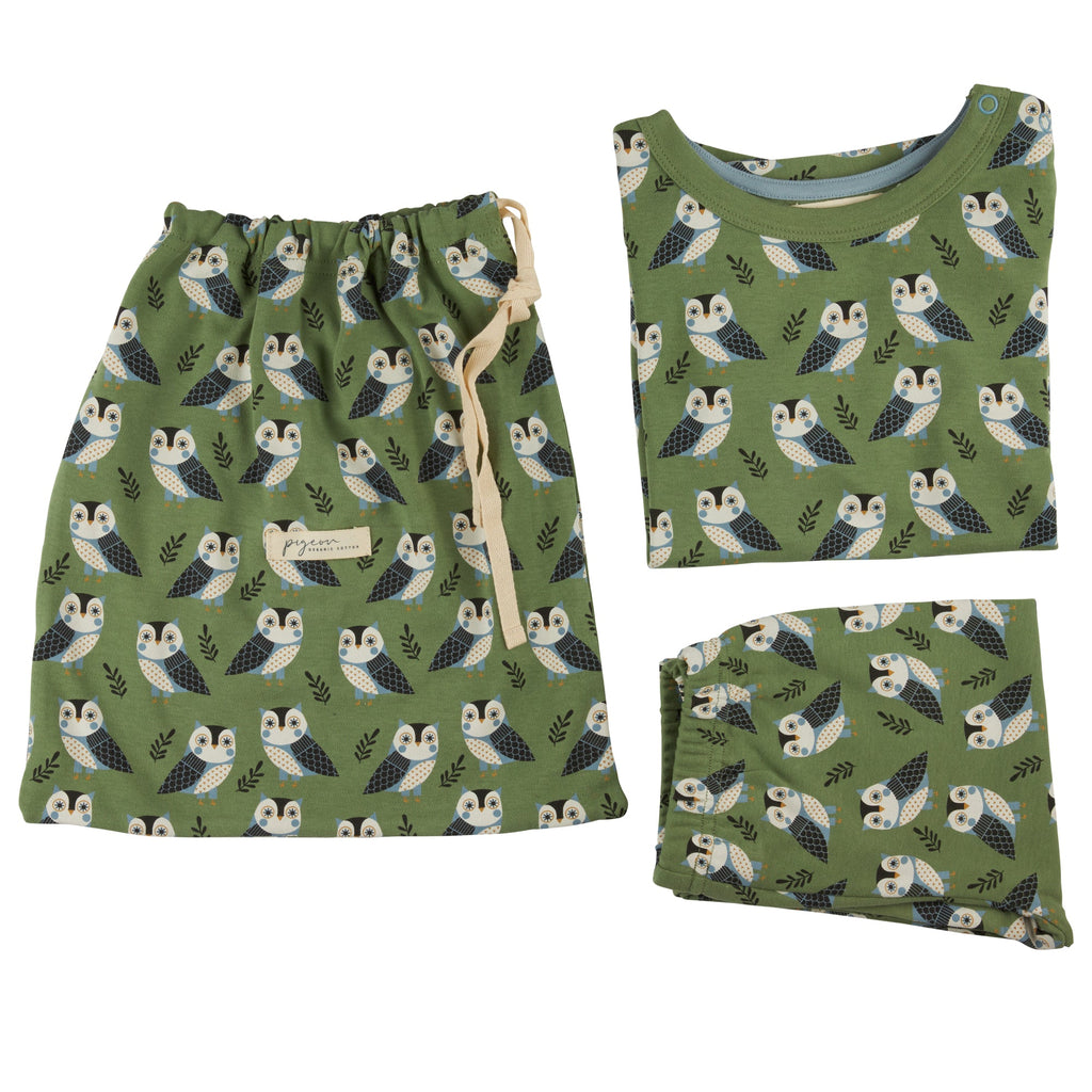 Pyjamas In A Bag - Owl, Green