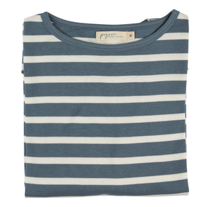 Women's T-Shirt (Breton Stripe) - Deep Blue