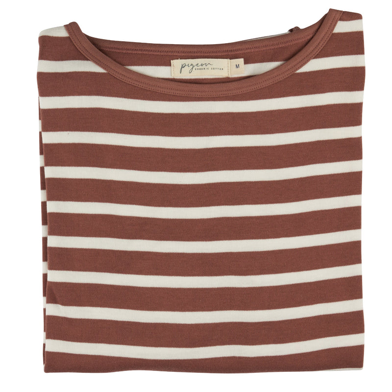 Women's T-Shirt (Breton Stripe) - Mocha