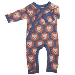 Kimono Romper - Lion Face, Night Blue