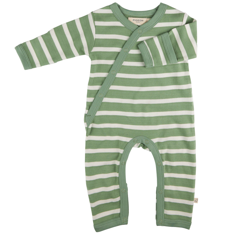 Kimono Romper (Breton Stripe) - Basil