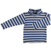 Polo Neck Top (Breton Stripe) - Night Blue/White