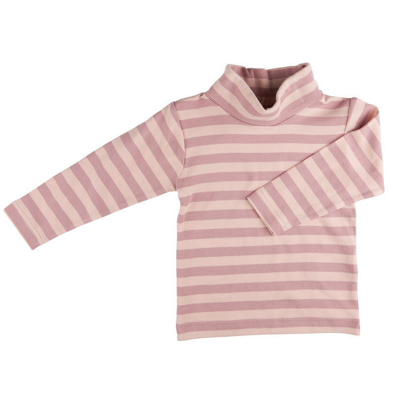 Polo Neck Top (Breton Stripe) - Pink