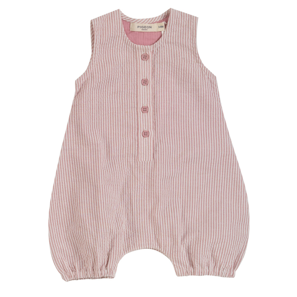 Baby All-In-One (Seersucker Stripe) - Pink
