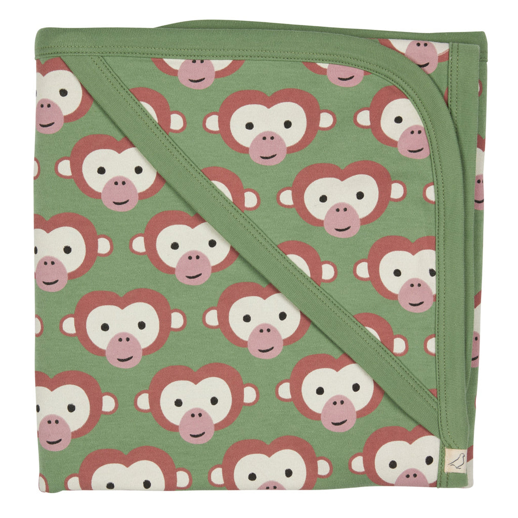 Hooded Blanket - Monkey On Green