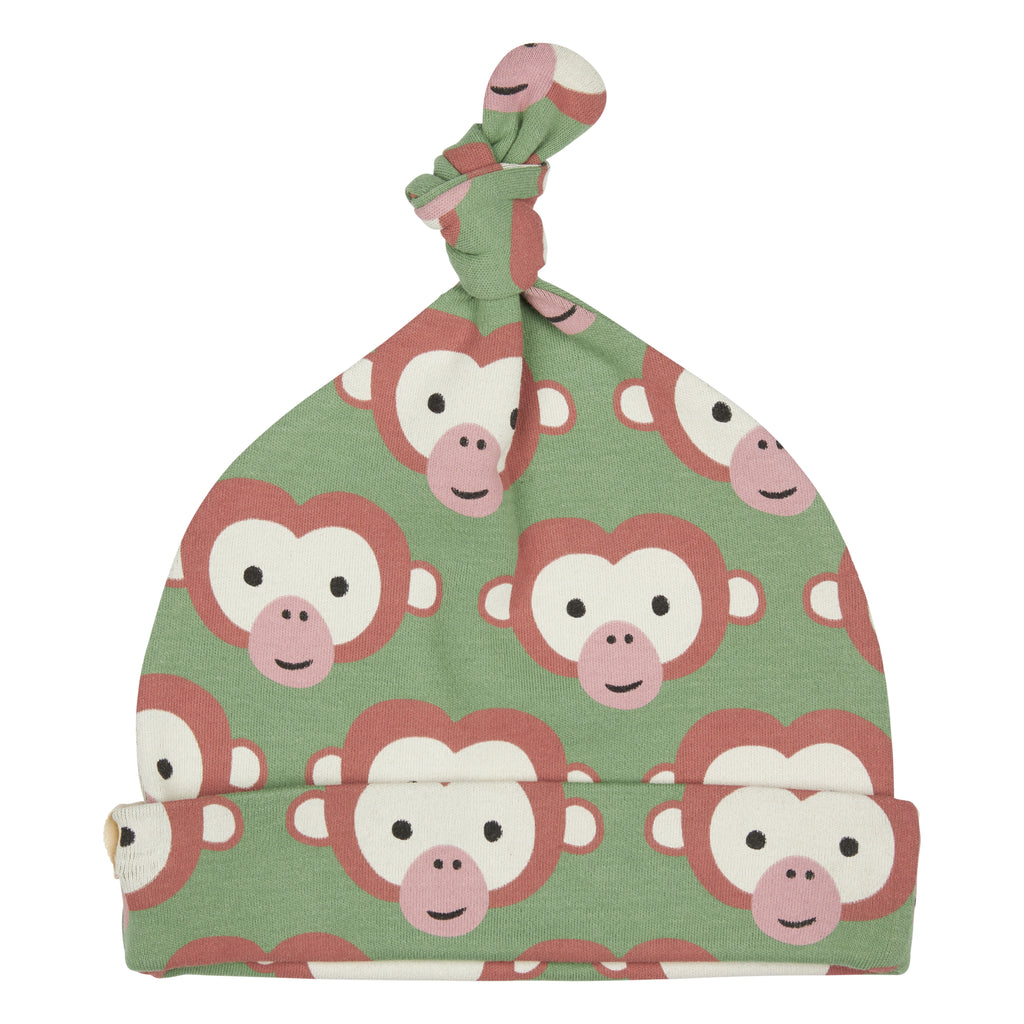Knotted hat - Monkey print, 6-12m