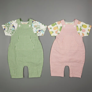 Baby Dungarees (Seersucker Check) - Lilac