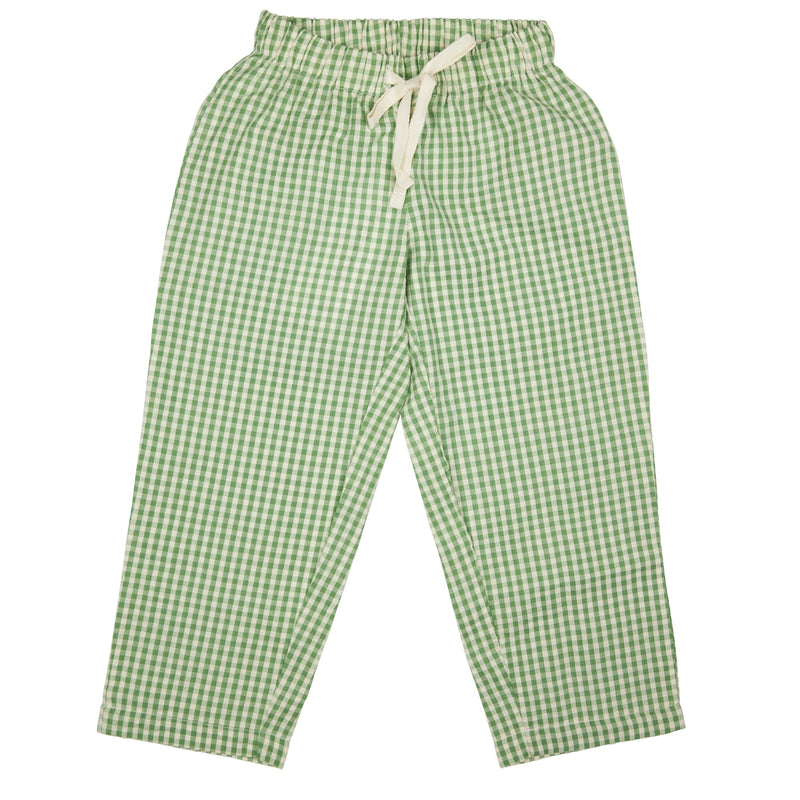 Loose Summer Pants (Seersucker Check) - Green
