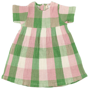 Pretty Muslin Dress (Check) - Green/Pink