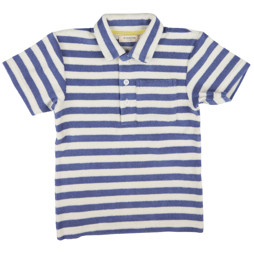 Towelling Polo Shirt - Summer Blue