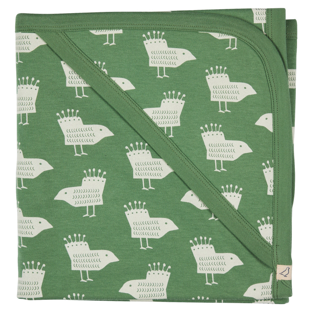 Hooded Blanket - Birds On Green