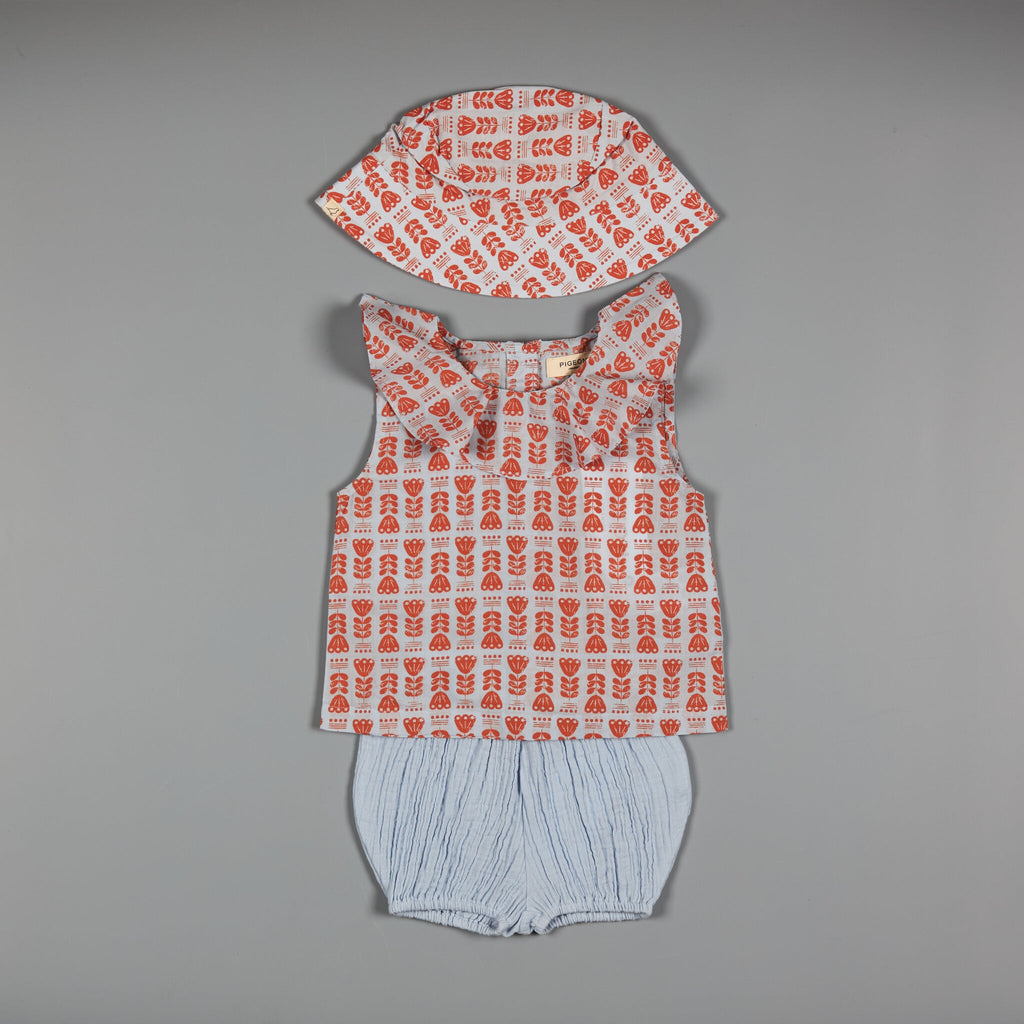 Ruffle Neck Top - Modern Floral